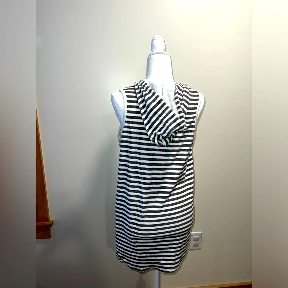 Striped Hooded Swim Coverup- S/M